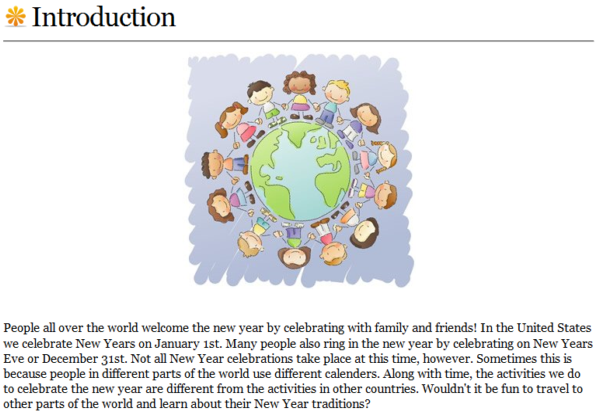 Webquest: New Years around the world | Recurso educativo 34363