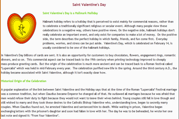 Reading: Saint Valentine's Day | Recurso educativo 34800