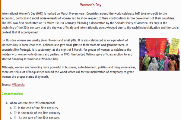 Reading: International women's day | Recurso educativo 34812