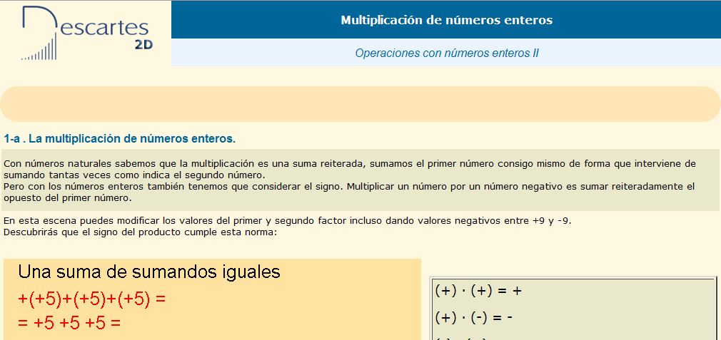 Multiplicación de números enteros | Recurso educativo 36631