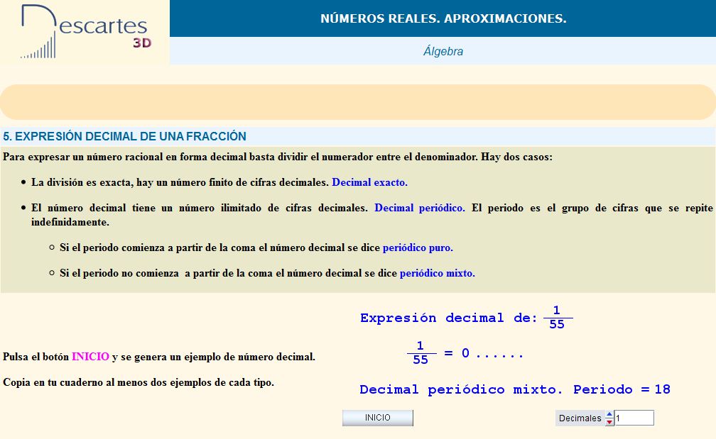 Expresión decimal de una fracción | Recurso educativo 36665