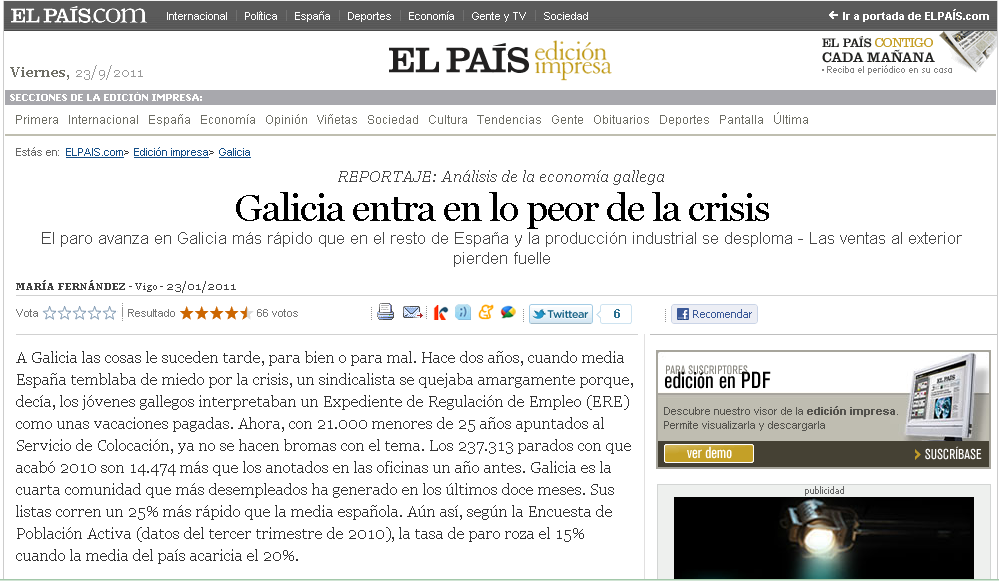 Galicia entra en lo peor de la crisis | Recurso educativo 44787