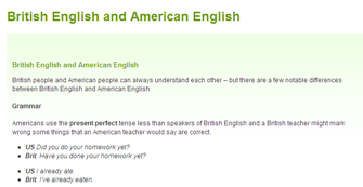 Grammar: British English and American English | Recurso educativo 48367