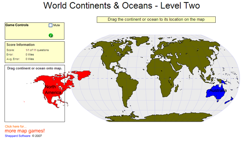 Game: World continents and oceans (2) | Recurso educativo 49682