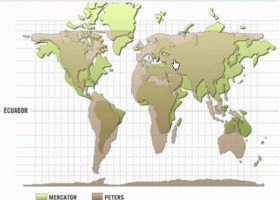 Comparación entre la proyección de Peters y la de Mercator. | Recurso educativo 494333